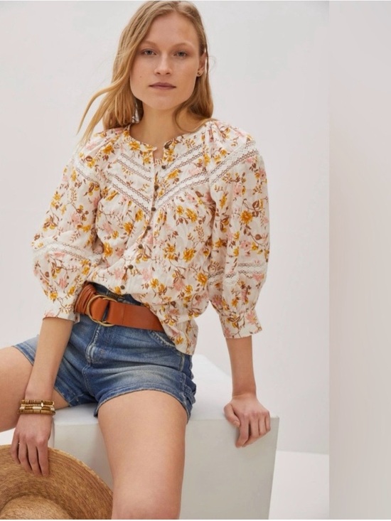 Anthropologie Tops - By Anthropologie Floral Peasant Blouse